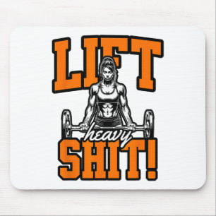 Lift Heavy Funny Gym Workout Tee Powerlifting Humo Mouse Mat