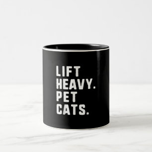 Lift Heavy Pet Cats Funny Gym Workout Lifting Gift Two-Tone Coffee Mug
