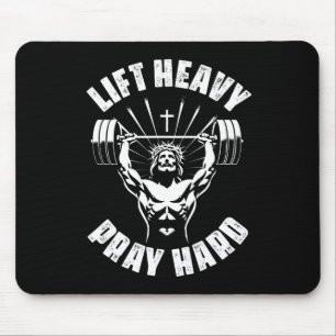 Lift Heavy Pray Hard Christian Bodybuilding Gym Ch Mouse Mat