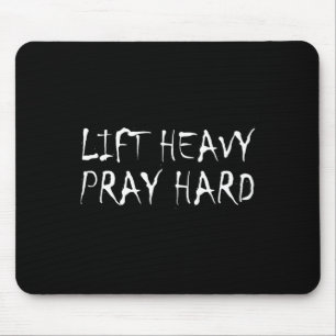 Lift Heavy Pray Hard Fitness Bodybuilding Jesus Fa Mouse Mat