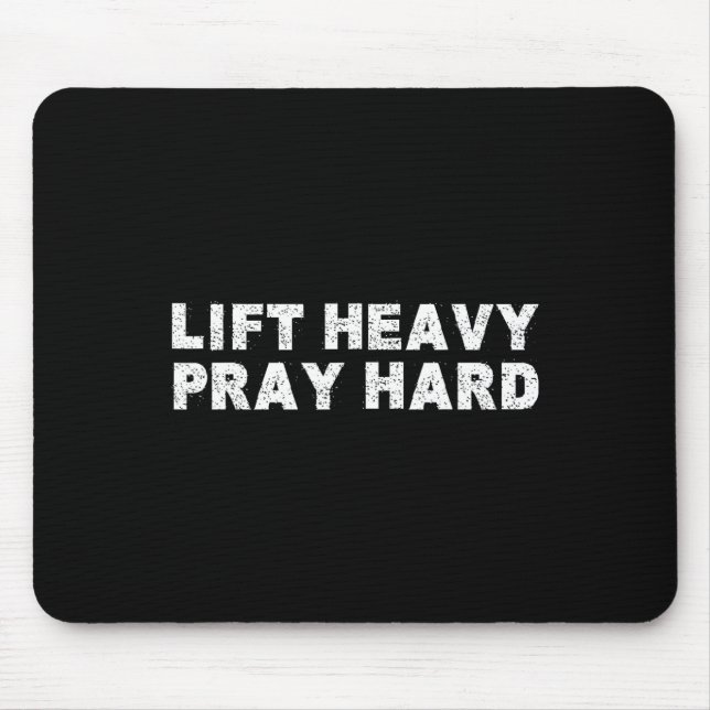 Lift Heavy Pray Hard Fitness Bodybuilding Jesus Fa Mouse Mat (Front)