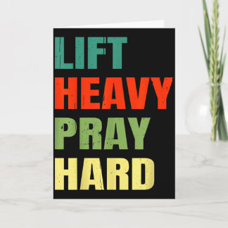 Lift Heavy Pray Hard Gym Christian Funny Saying Je Card