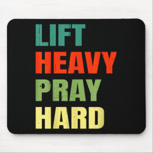 Lift Heavy Pray Hard Gym Christian Funny Saying Je Mouse Mat