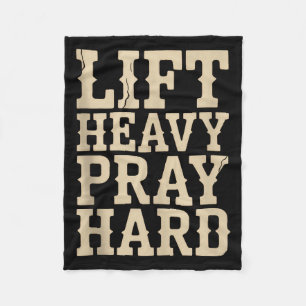 Lift Heavy Pray Hard Gym Christian Gift Jesus Fait Fleece Blanket