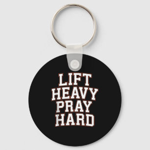 Lift Heavy Pray Hard Gym Christian Gift Jesus Fait Key Ring