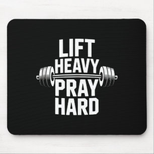 Lift Heavy Pray Hard Gym Christian Gift Jesus Fait Mouse Mat