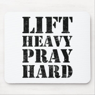 Lift Heavy Pray Hard Gym Christian Quote Mouse Mat