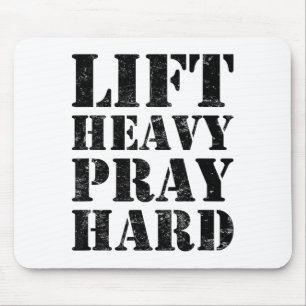 Lift Heavy Pray Hard Gym Christian Quote Mouse Mat