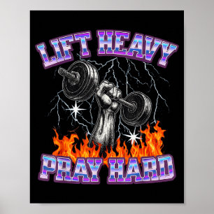 Lift Heavy Pray Hard Gym Christian Workout Men Wom Poster