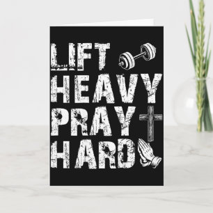 Lift Heavy Pray Hard Gym Workout Christian Gift On Card