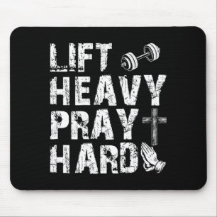 Lift Heavy Pray Hard Gym Workout Christian Gift On Mouse Mat