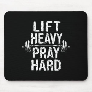 Lift Heavy Pray Hard Jesus Gym Weightlifter Deadli Mouse Mat