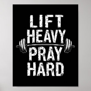 Lift Heavy Pray Hard Jesus Gym Weightlifter Deadli Poster