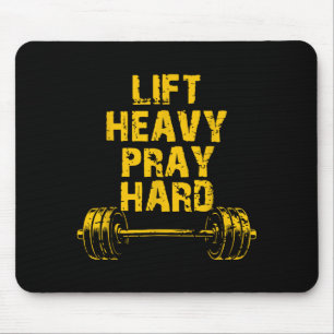 Lift Heavy Pray Hard Workout Christian Lifting Jes Mouse Mat