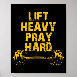 Lift Heavy Pray Hard Workout Christian Lifting Jes Poster