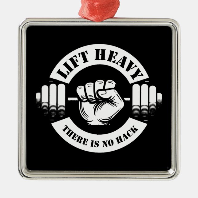 Lift Heavy There Is No Hack Metal Tree Decoration (Front)