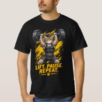 Lift Pause Repeat Funny Gym Cat Weightlifter