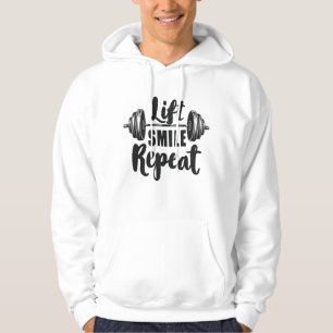 Lift Smile Repeat Gym Motivation Weightlifting Str Hoodie