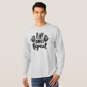 Lift Smile Repeat Gym Motivation Weightlifting Str T-Shirt