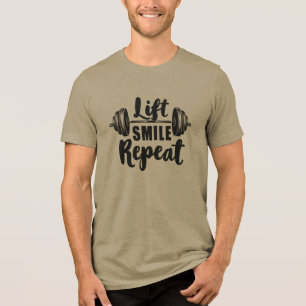 Lift Smile Repeat Gym Motivation Weightlifting Str Tri-Blend Shirt