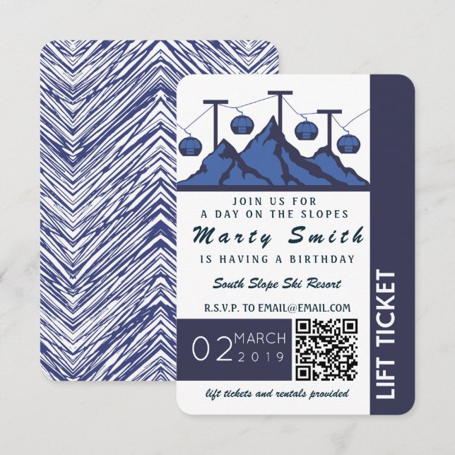 Lift Ticket Ski Invitation (Front/Back)