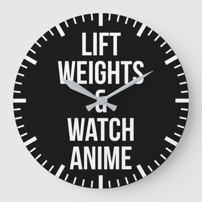 Lift Weights And Watch Anime - Inspirational Gym Large Clock (Front)