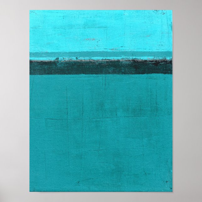 'Lifted' Teal Abstract Art Poster (Front)