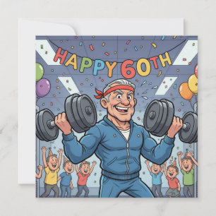 Lifting Dumbbell 60th funny birthday cards