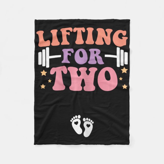 Lifting For Two Funny Pregnancy Gym Workout Expect Fleece Blanket (Front)