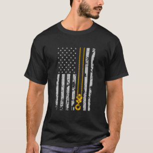Lifting Hook Thin American Flag Crane Operator T-Shirt