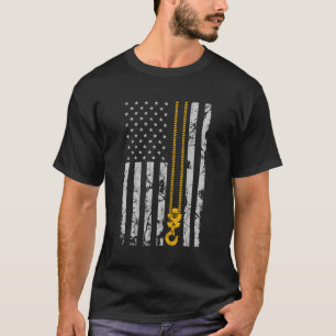 Lifting Hook Thin American Flag Crane Operator T-Shirt