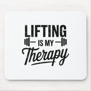 Lifting Is My Therapy Funny Gym Tee Weightlifting Mouse Mat