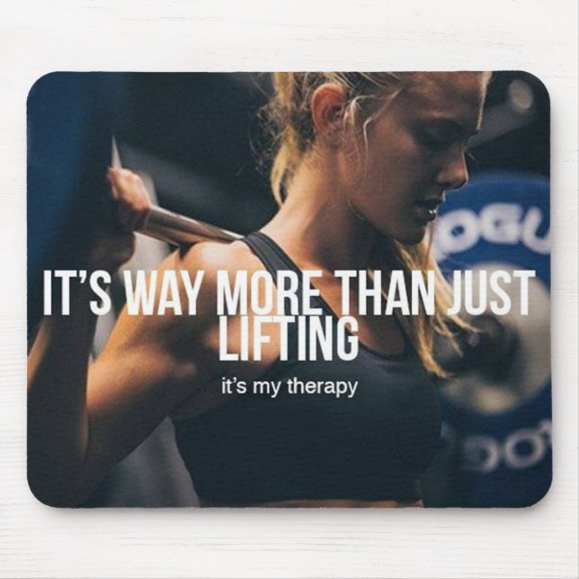 Lifting Is My Therapy - Women's Gym Workout Mouse Mat (Front)