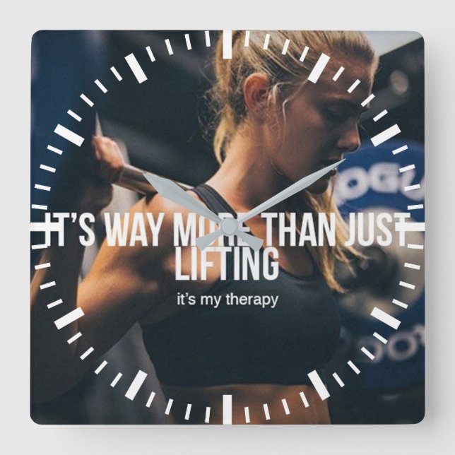 Lifting Is My Therapy - Women's Gym Workout Square Wall Clock (Front)