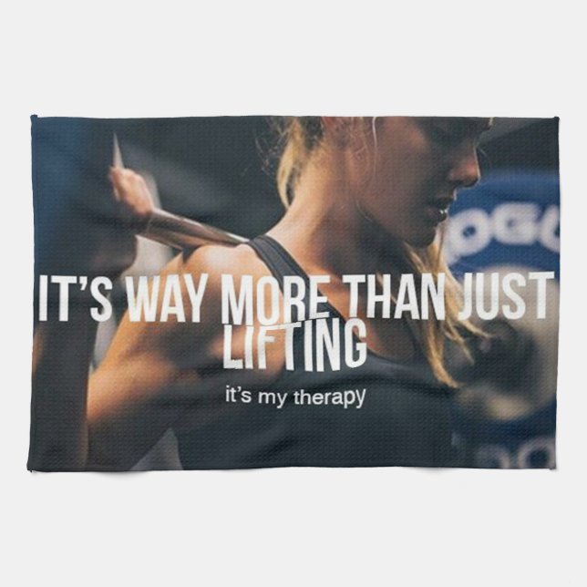 Lifting Is My Therapy - Women's Gym Workout Tea Towel (Horizontal)