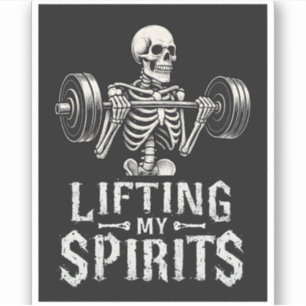 Lifting My Spirits Bodybuilding Skeleton Funny Gym