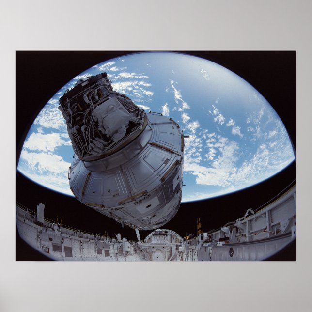 Lifting Unity Module from Shuttle Endeavour Poster (Front)