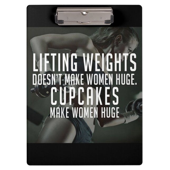 Lifting vs Cupcakes Make Women Huge - Funny Gym Clipboard (Front)