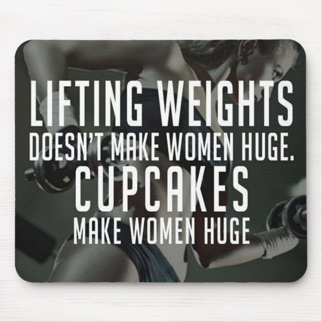 Lifting vs Cupcakes Make Women Huge - Funny Gym Mouse Mat (Front)
