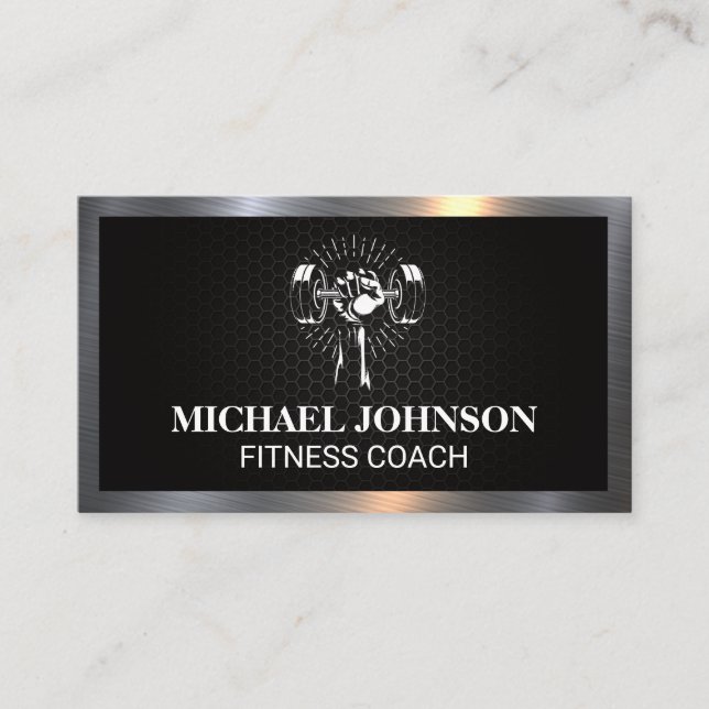 Lifting weight | Fitness | Metal Border Business Card (Front)