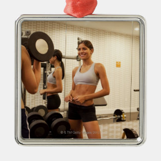 Lifting weights in the gym metal tree decoration