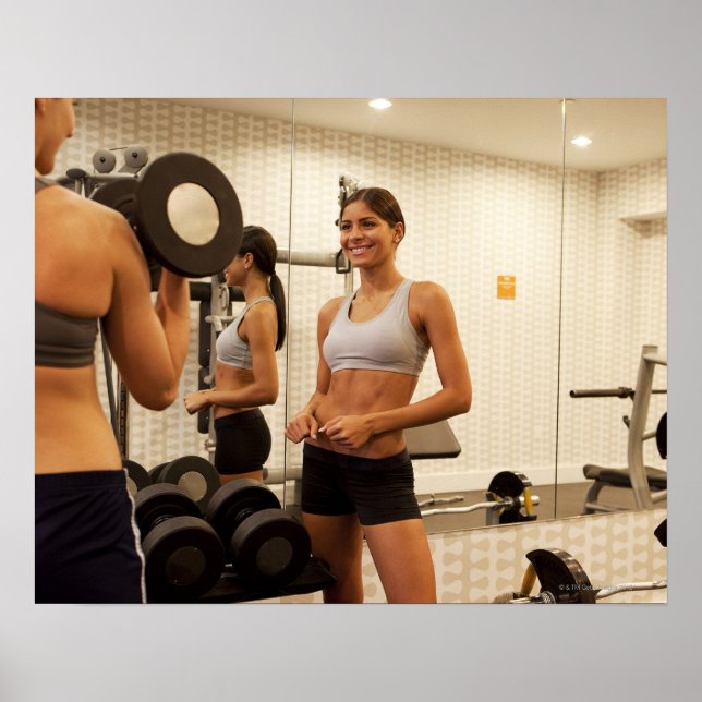 Lifting weights in the gym poster (Front)