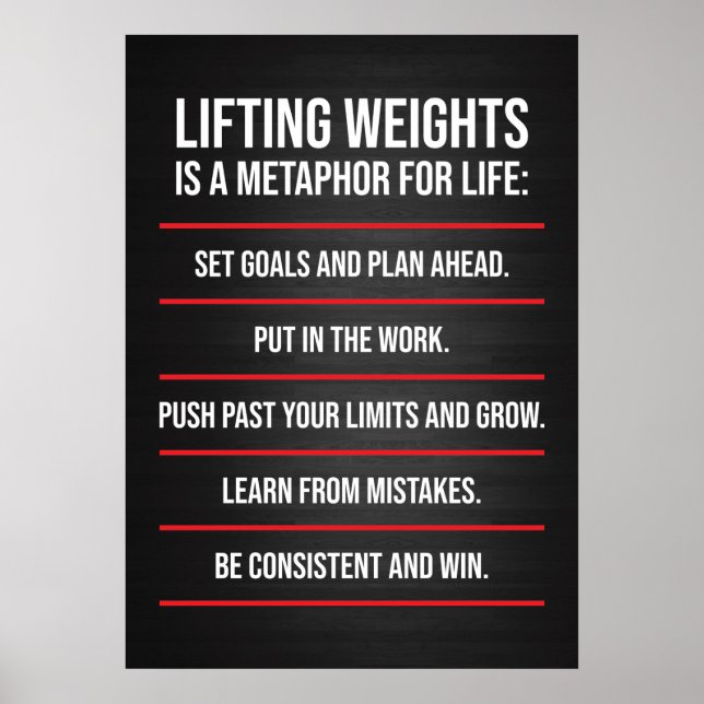 Lifting Weights Metaphor - Workout Motivational Poster (Front)