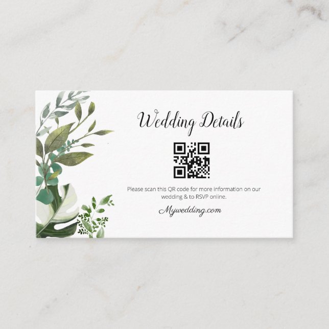 LIFY Botanical Eucalyptus Leaves QR Code Wedding Enclosure Card (Front)