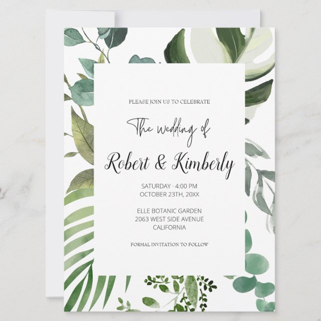 LIFY Botanical Eucalyptus Leaves Wedding Invitation (Front)