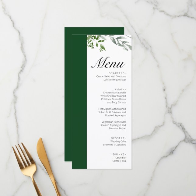 LIFY Botanical Eucalyptus Leaves Wedding Menu (Front/Back In Situ)