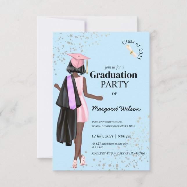 Ligh Blue Commencement College Graduation Invitation (Front)