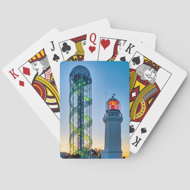 Lighhouse and Alphabetic Tower Playing Cards (Back)