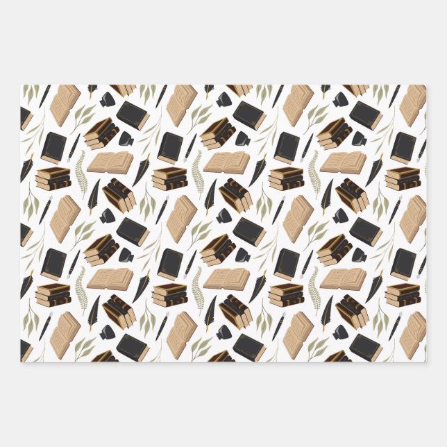 Light Academia Wrapping Paper Sheet (Front)