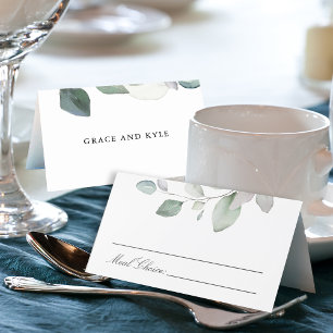 Light Airy Botanical Greenery Wedding Place Card